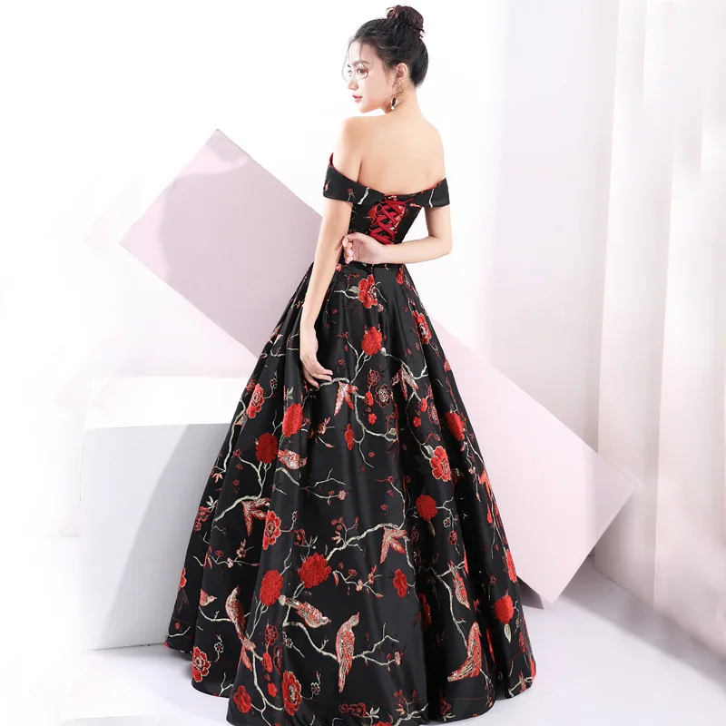 Vivian's Bridal High-end банкетное сексуальное вечернее платье модное платье с цветочным принтом, милое платье с открытыми плечами для девочек, платье для выпускного вечера