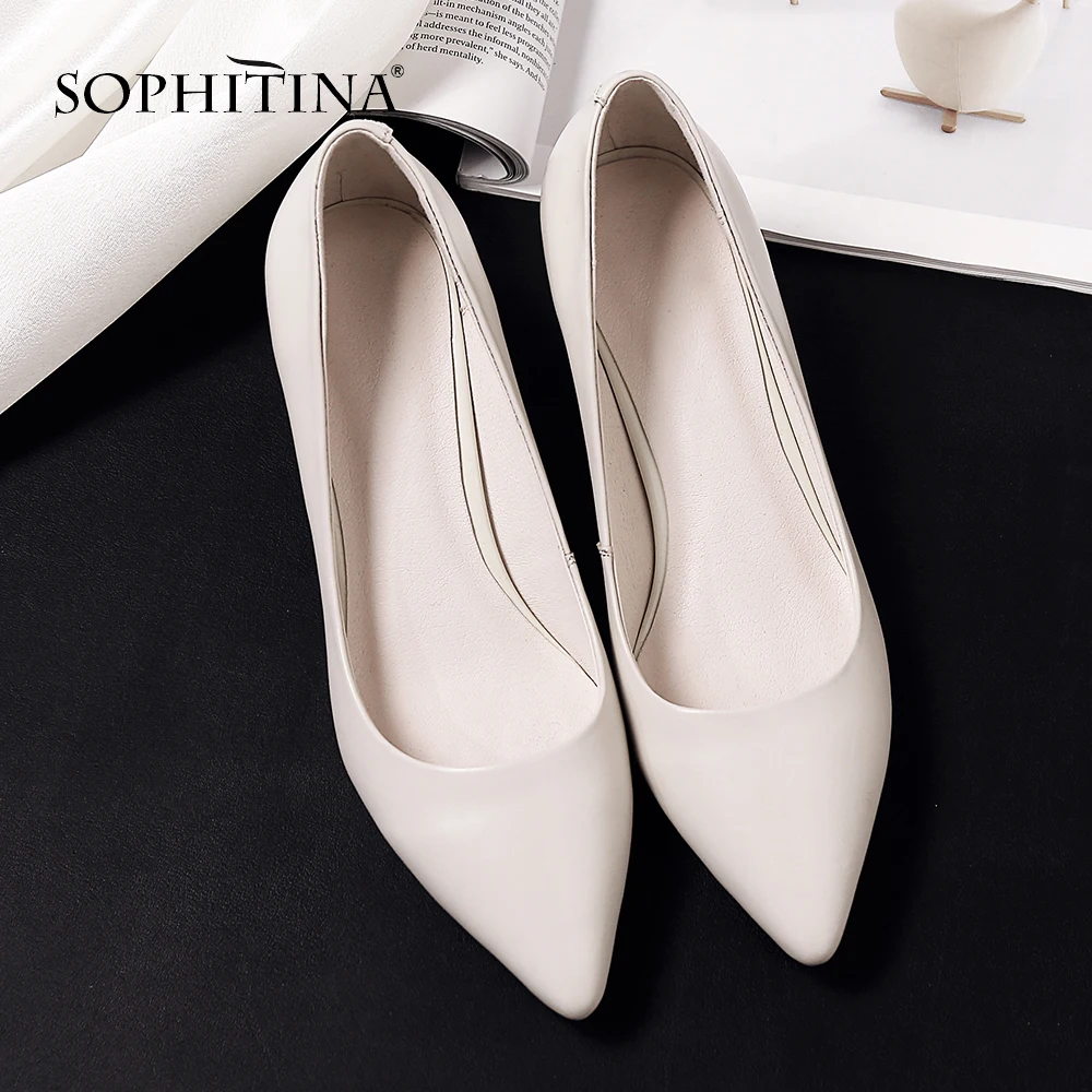 Туфли-лодочки женские из натуральной кожи с острым носком SO77 | Обувь