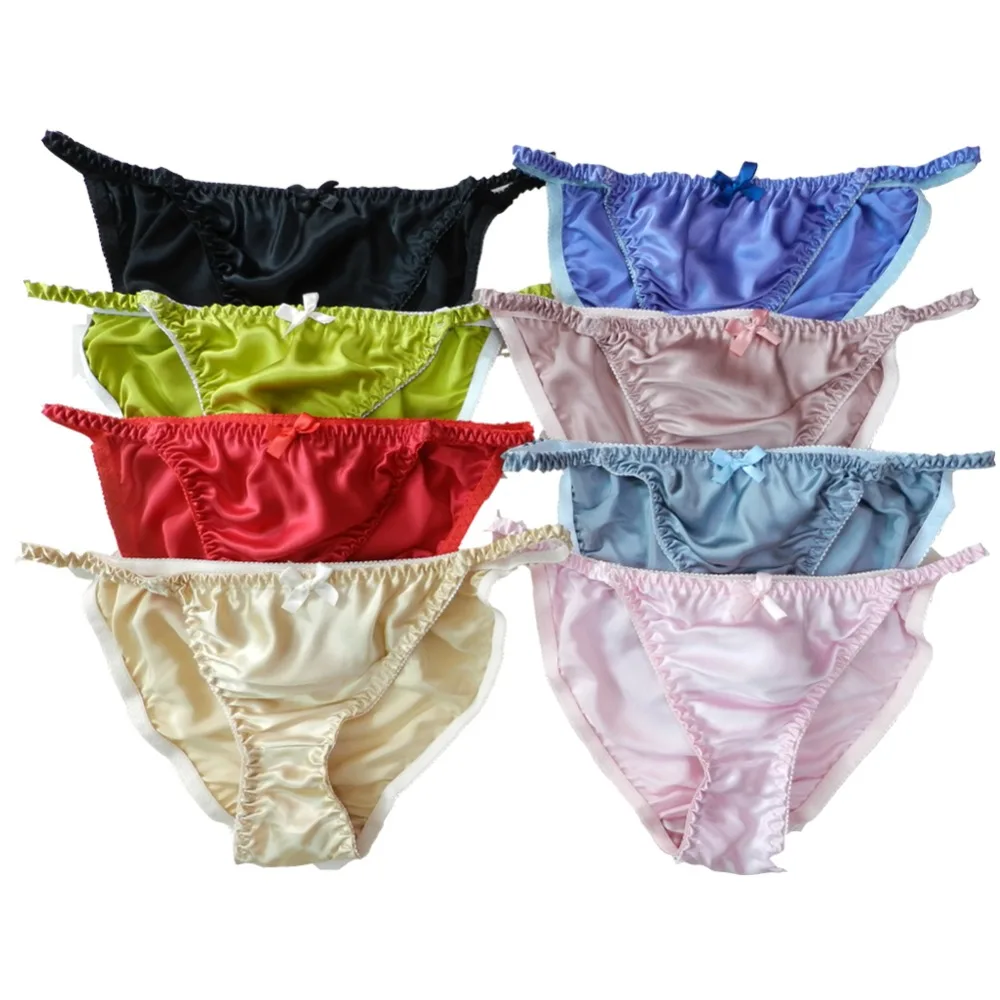 1 pcs 100% Silk Women's String Bikini Panties Size S M L XL 2XXL |