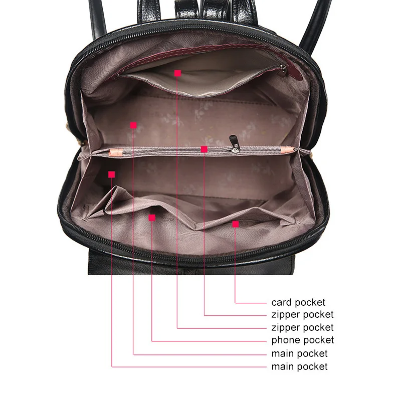 LDAJMW Fashion Women Zipper Backpack High Quality PU Leather School Backpacks For Teenage Girls | Багаж и сумки