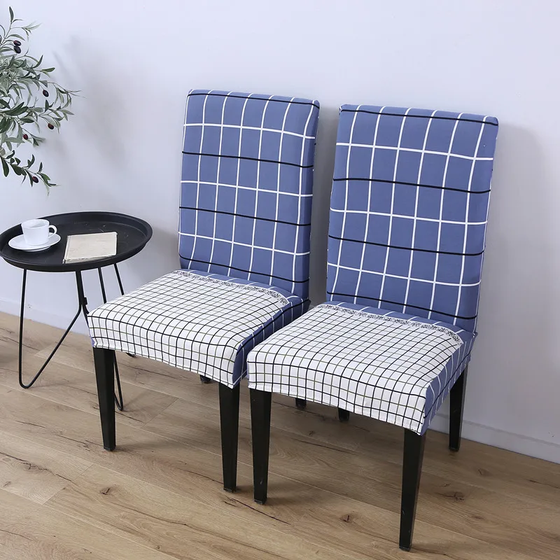 

Plaids Pattern Stretch 4PCS Chair Covers Hotel Banquet Anti-dirty Removable folding Stretch Elastic Slipcovers Home Decoration