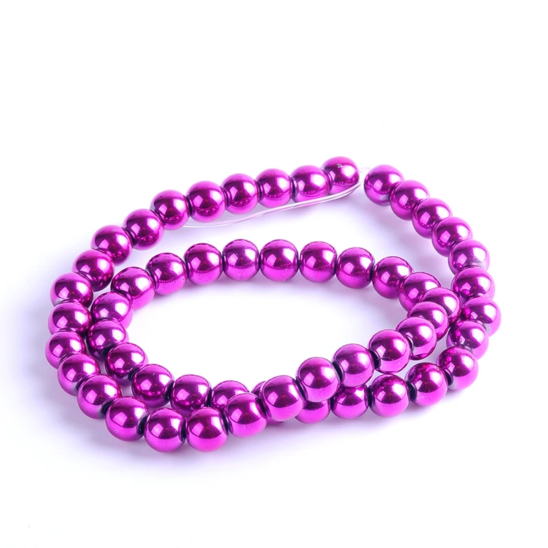 

1pack/lot 3/4/6/8mm Natural stone bright fushia round loose spacer hematite beads for DIY jewelry necklace bracelet making