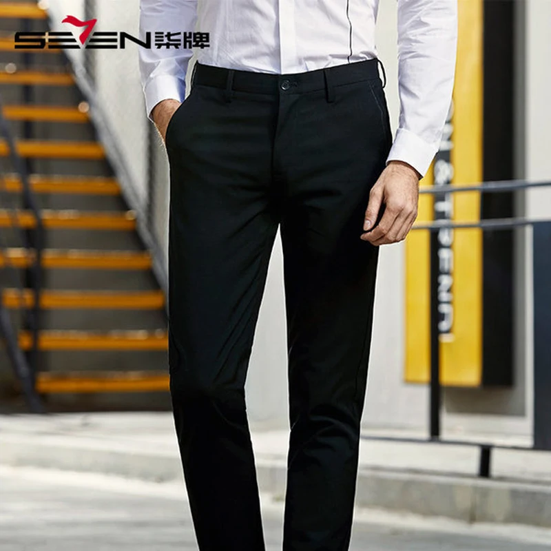 Seven7 Брендовые мужские повседневные брюки деловые прямые Стрейчевые