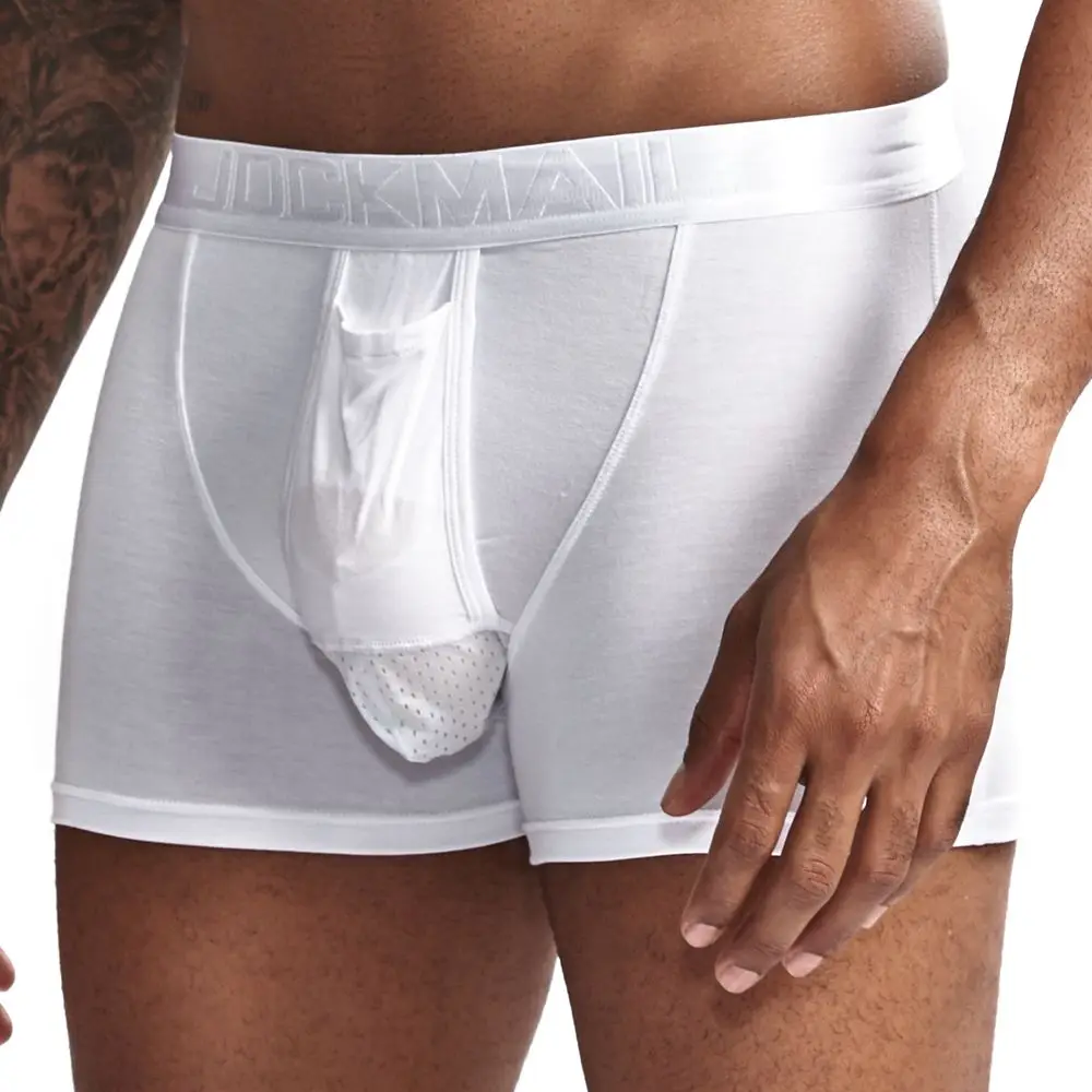 JOCKMAIL, модальное мягкое сексуальное мужское нижнее белье, боксерские шорты, Мошонка, уход за мошонкой, Капсульная функция, молодежное здоровье, Сеульское Выпуклое разделение, боксеры для геев - Цвет: Белый