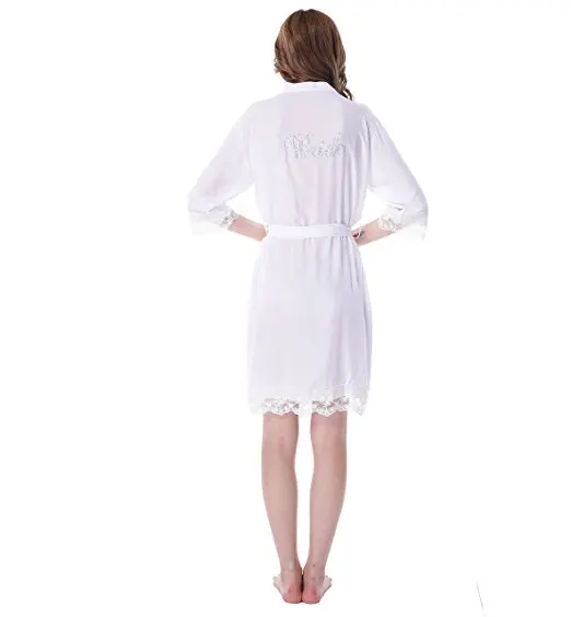 

2017 Hot Sale Five Piece Suit Kimono Lace Robe Pajamas Cotton Style Bride Bridesmaid Robe Fashion Soft Bathrobe Wedding Dressing