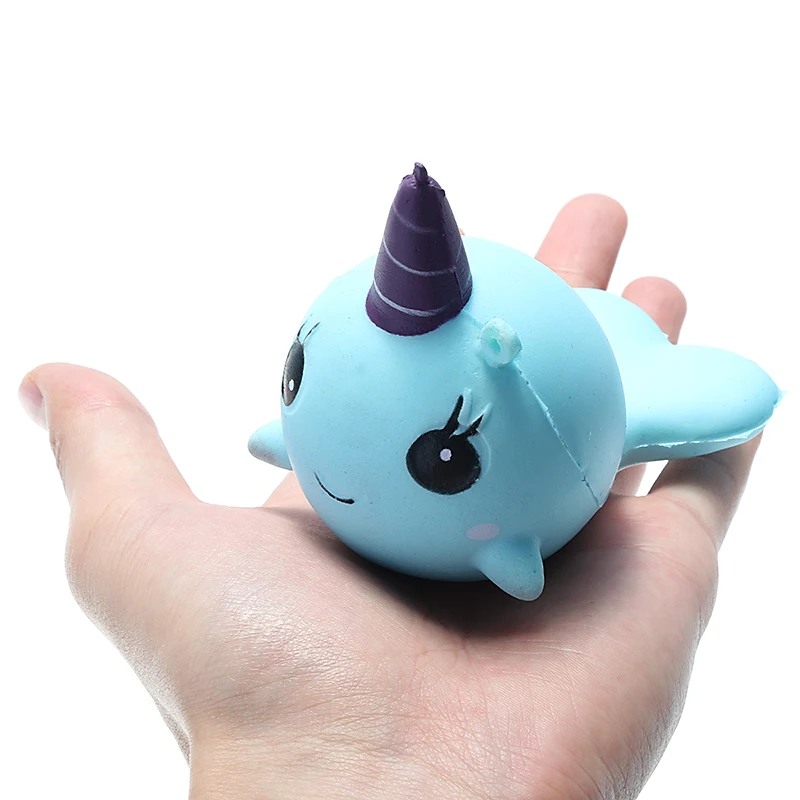 Squishy Narwhal Uni голубой кит 11 см медленно Восстанавливающий форму милый мягкий