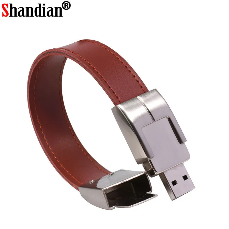 SHANDIAN USB флэш-накопитель 64 ГБ брелок из кожи и металла Флешка creativo 32 ГБ 16 ГБ 8 ГБ 4 ГБ usb2.0 запястье