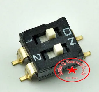 D_D 40pcs/lot 2.54 SMD DIP switch 2 2P-2.54MM gold pin black KM-02 | Switches