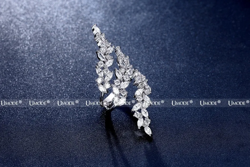 UMODE Регулируемые кольца 4X2 мм 0.1ct маркиза огранки кубического циркония белого золота Цвет кольцо ювелирные изделия для Для женщин Anillos UR0318