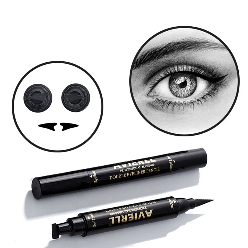 Двусторонняя подводка для глаз водостойкая кошачий Макияж Инструмент Черный