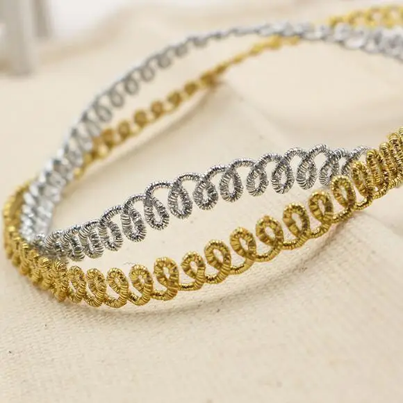 

100Metres Gold Lace Trim Fabric Silver Wavy Ribbon Belt DIY Craft Home Textile Curtain Accessory Sewing Supplies Webbing Garment