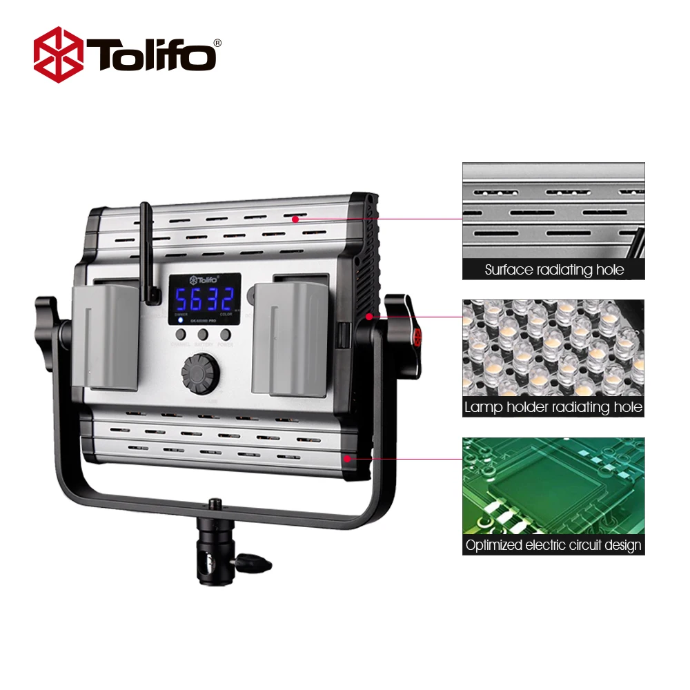 Tolifo GK-600MB двухцветная температура 2,4G беспроводной пульт дистанционного управления светодиодный студийный светильник со шторкой для фотосъемки и интервью