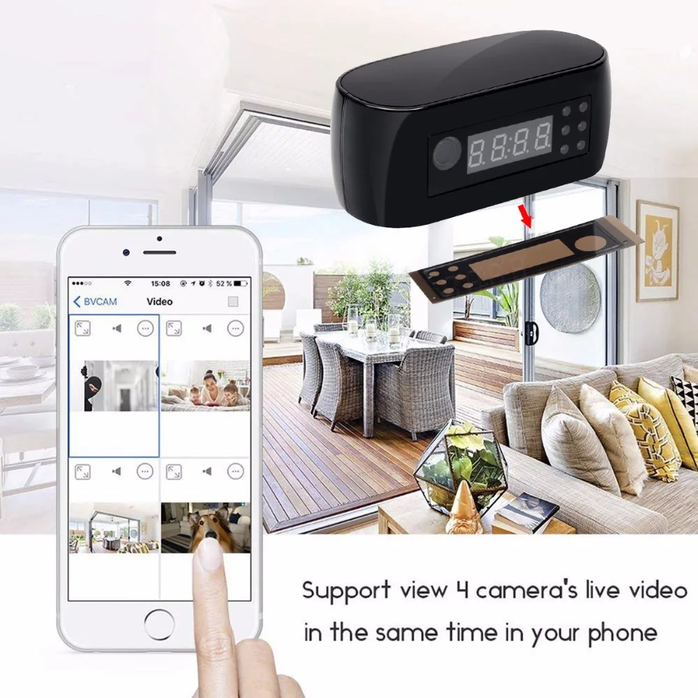 HD 1080P WiFi камера Будильник безопасность с датчиком движения ИК ночного видения в реальном времени видео няня часы США ЕС Великобритания вилка