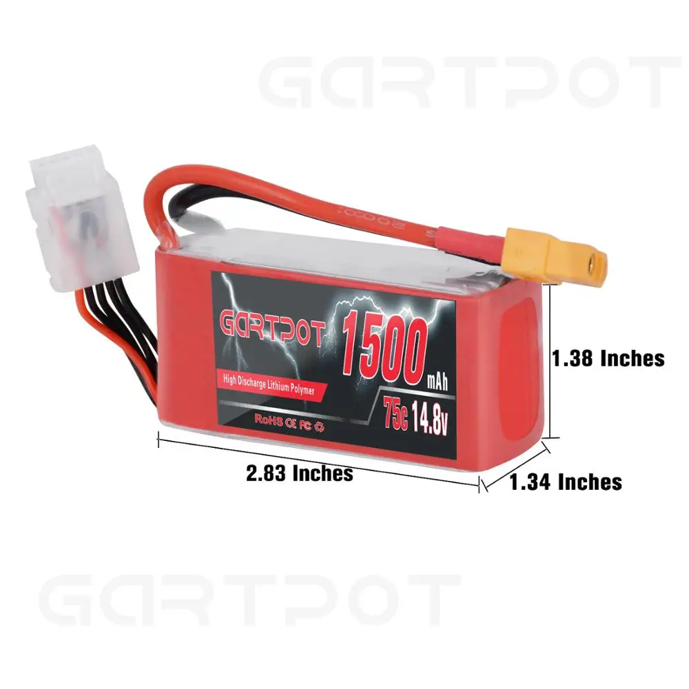 Аккумулятор GARTPOT 1500 мАч 14 8 в lipo fpv 2 блока аккумулятор 75C Lipo для Дронов 4S drone с XT60