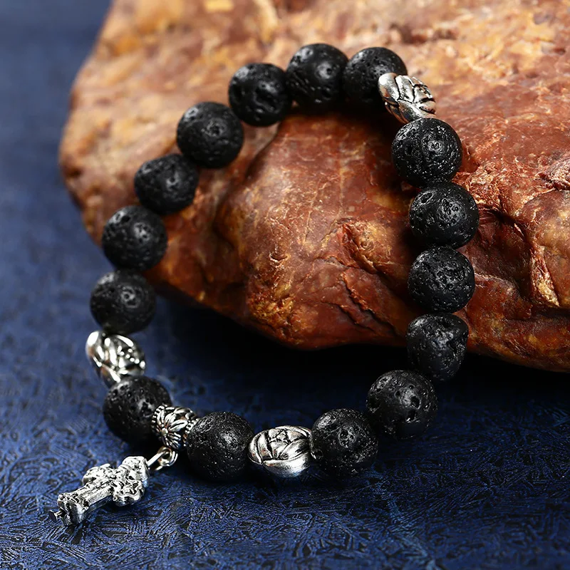 Стиль выбора: натуральная лава черный кристалл оникс тигровый глаз браслет с