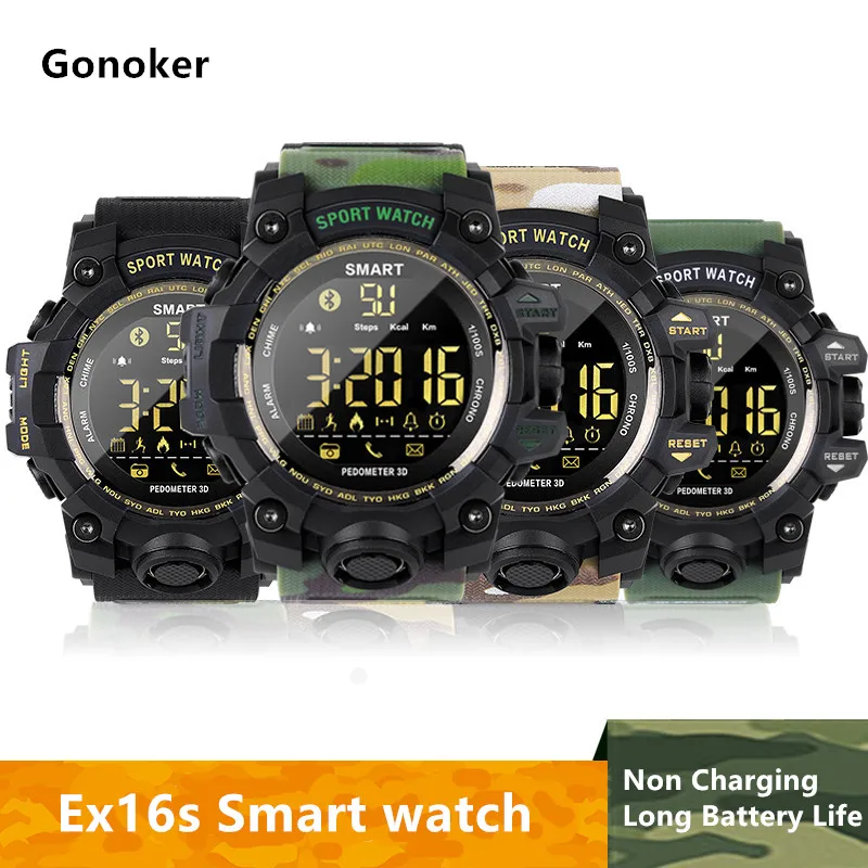 Gonoker EX16S Смарт часы шагомер умные секундомер для мужчин напоминание о