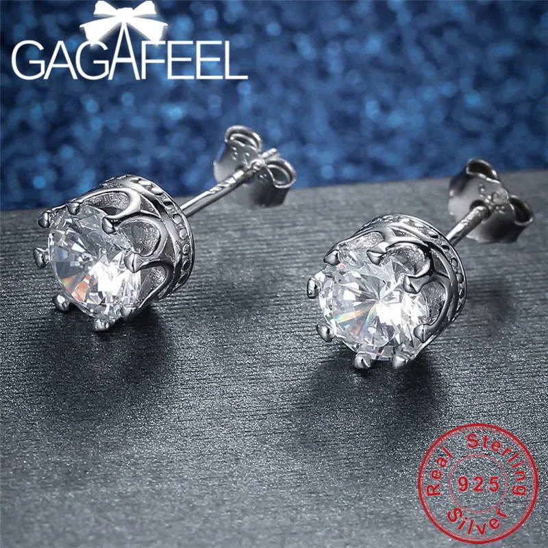 Женские серьги гвоздики GAGAFEEL из стерлингового серебра 925 пробы с фианитами