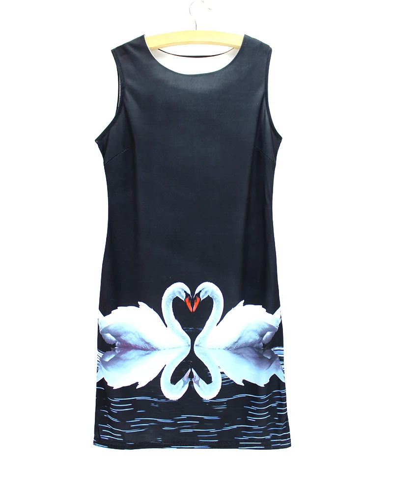 Синее платье без рукавов винтажное 2015 длиной до колена прямое летнее с о-вырезом