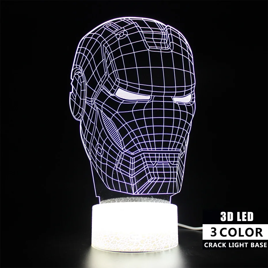 Мстителями детские 3d настольная лампа дистанционного Управление светодиодный ночной Светильник Иллюзия USB сенсорный светильник «Железный человек», лампа