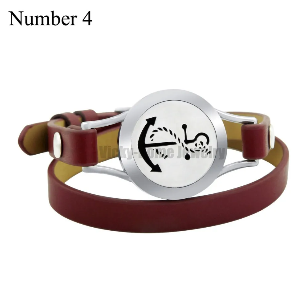 Якорь из натуральной кожи 25 мм диффузор черный ароматерапия медальон браслет 316L