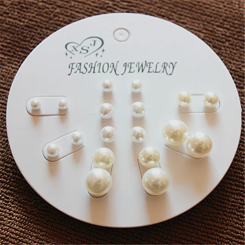 Женские серьги гвоздики с жемчугом 9 пары/компл.|Серьги-гвоздики| |