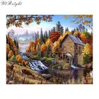 Картина из страз сделай сам, полноразмерная мозаика с изображением водного грузовика, деревни, реки, пейзажа, для домашнего декора, YQ