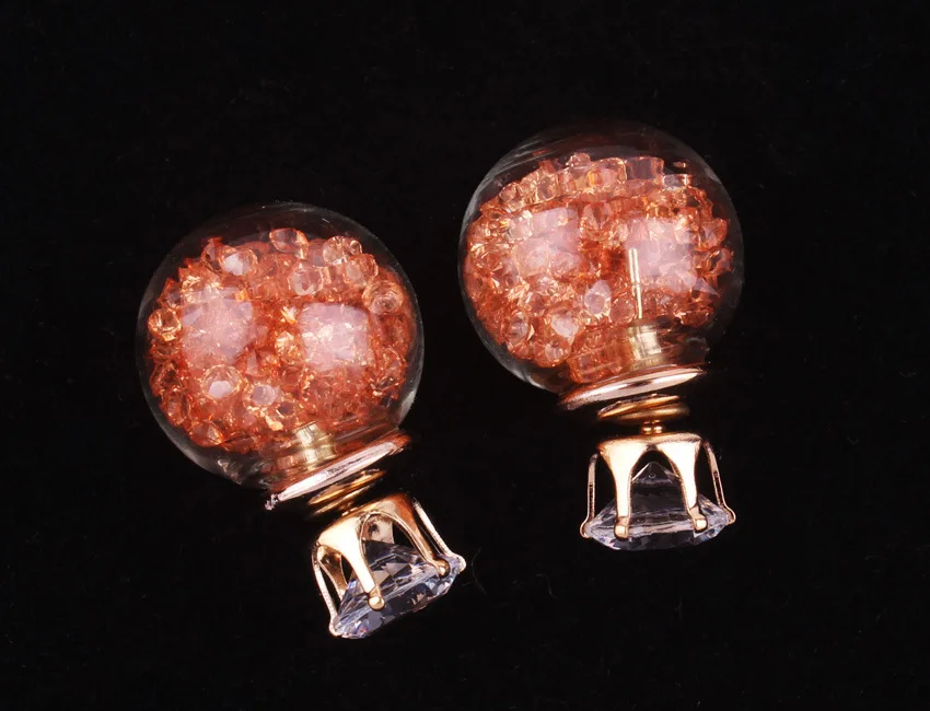 JINSE стеклянная лампа серьги Циркон Bijoux Мода 2016 новинка розовое золото цвет