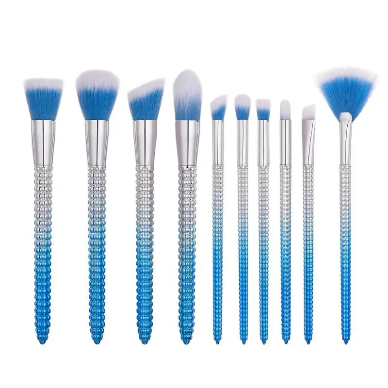 10pcs Professional Gradient Color Makeup Brushes Luxury Diamond Foundation Concealer Blushes Brushes Cosmetic Tool - Handle Color: 06