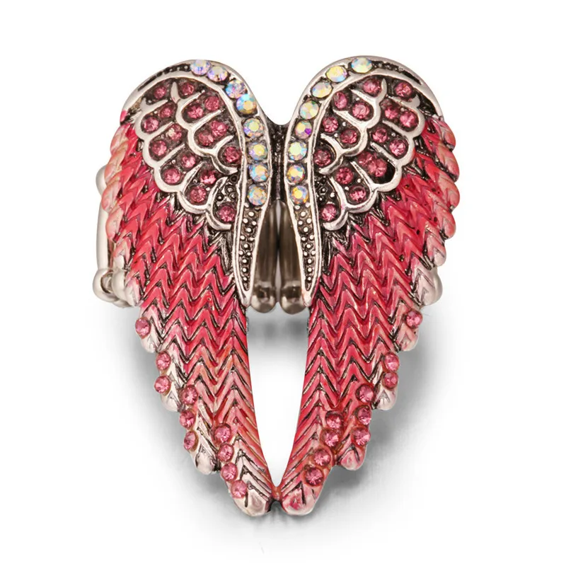 Angel Wings Crystal Rings For Women Jewelry Silver Opening Adjustable Ring For Female Engagement Ring Wedding Promise Rings Boho
