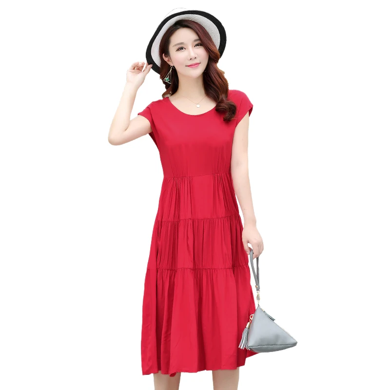

new summer women cotton silk dress women plant flower embroidered cotton dress woman casual loose beach dress
