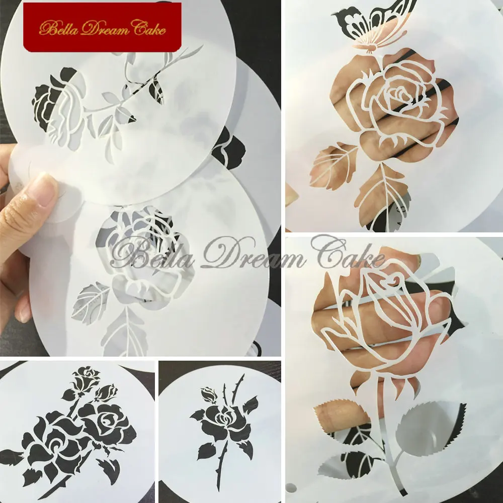6 шт./компл. трафарет для печенья из цветов розы дизайн форма украшения кексов