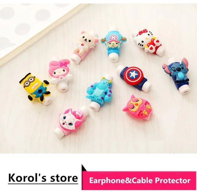 10pcs cartoon figure USB Data Cable Line Protector Anti Breaking Protective Sleeve For Charging Earphone | Электроника
