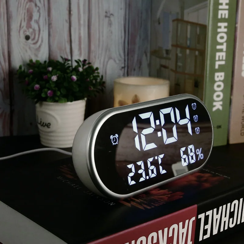 Многофункциональный светодиодный термометр и гигрометр высокого разрешения, зеркальный будильник, белый светильник, подарок для детей