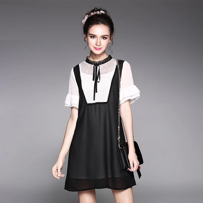 Платье женское повседневное яркое шифоновое с рукавами фонариками большого