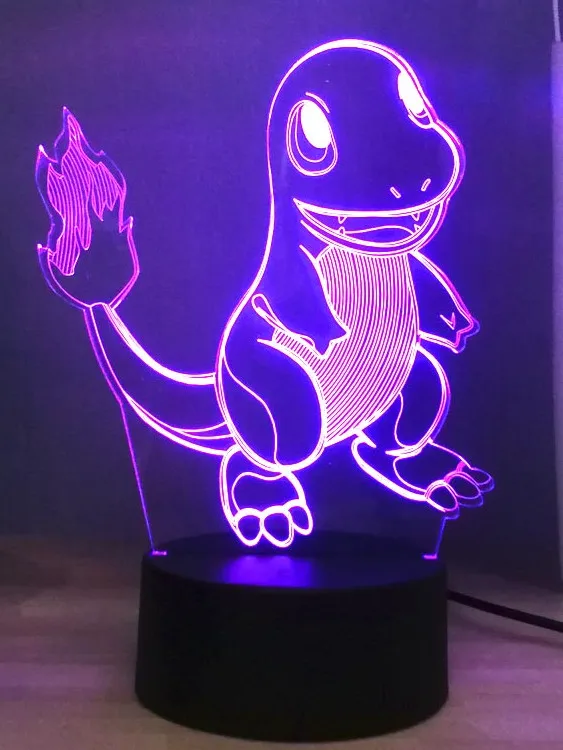 Small dragon 3D светодиодный ночник с покемоном, Милый Пикачу, сказочные эльфы, USB переключатель, разноцветный прикроватный светильник, декоративный детский праздничный подарок, Прямая поставка - Испускаемый цвет: Small dragon
