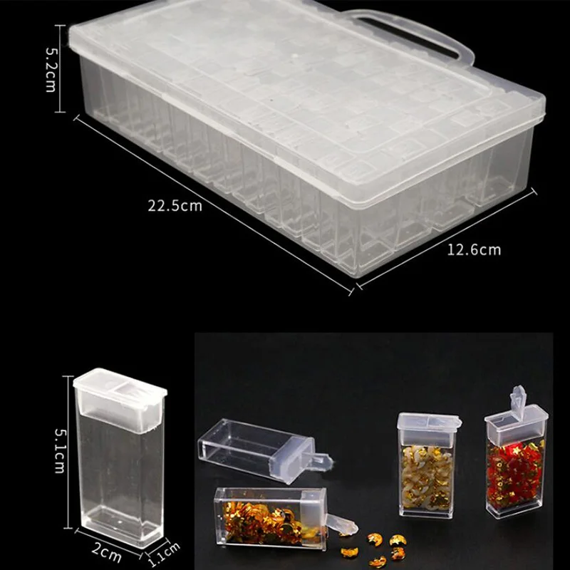 

NEW 64 adjustable plastic lattice diamond storage box storage box diamond jewelry embroidery craft hand medicine storage bag