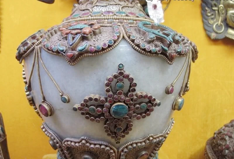 Тибет серебристый Декор Рубин берилл драгоценный кристалл 8 сокровища бак