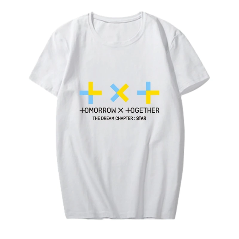 KPOP Новый TXT альбом мечты глава звезды о образный вырез хлопок хип хоп Футболка