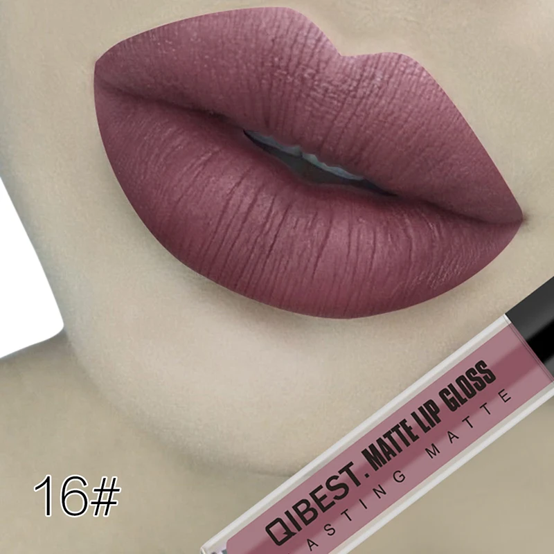 16 Qibest Matte Lipstick Liquid Nude Batom Mate Makeup Waterproof Liquid Lipstick Long Lasting Lip Tint Matte Cosmetic No-stick Cup - Цвет: 16