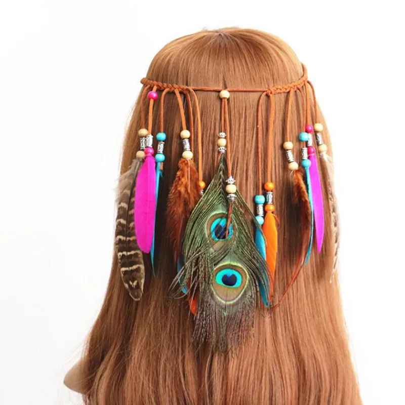 Новинка перо в стиле бохо повязка на голову для женщин и девушек с перьями