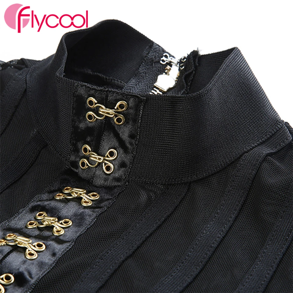 Flycool 2019 Сексуальная Женская коричневая ручная работа сетка с длинным рукавом