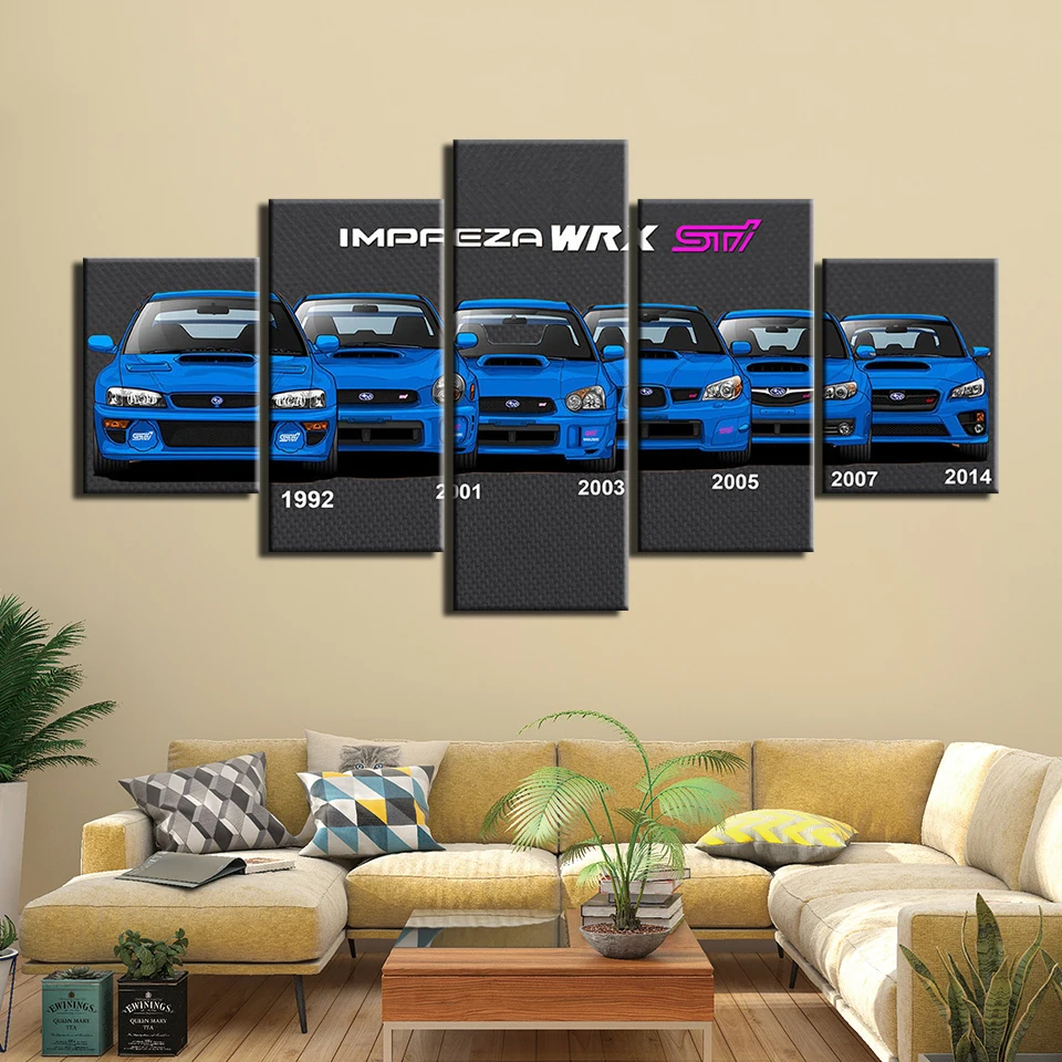 5 панелей HD принт WRX автомобиль гоночный картины холст настенное искусство шт.