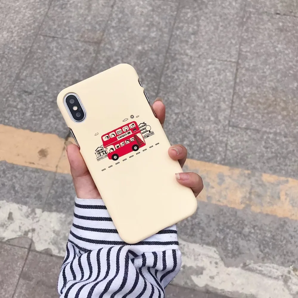 GABOOM Cartoon Bus Hard PC Phone Cases for iPhone 7 Case 6 6s 8 Plus X Half-wrapped Fashion Covers |