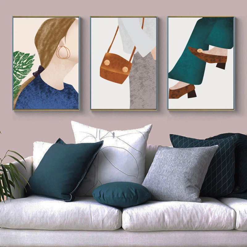 Абстрактный модный современный постер для магазина девочек Холст плакат