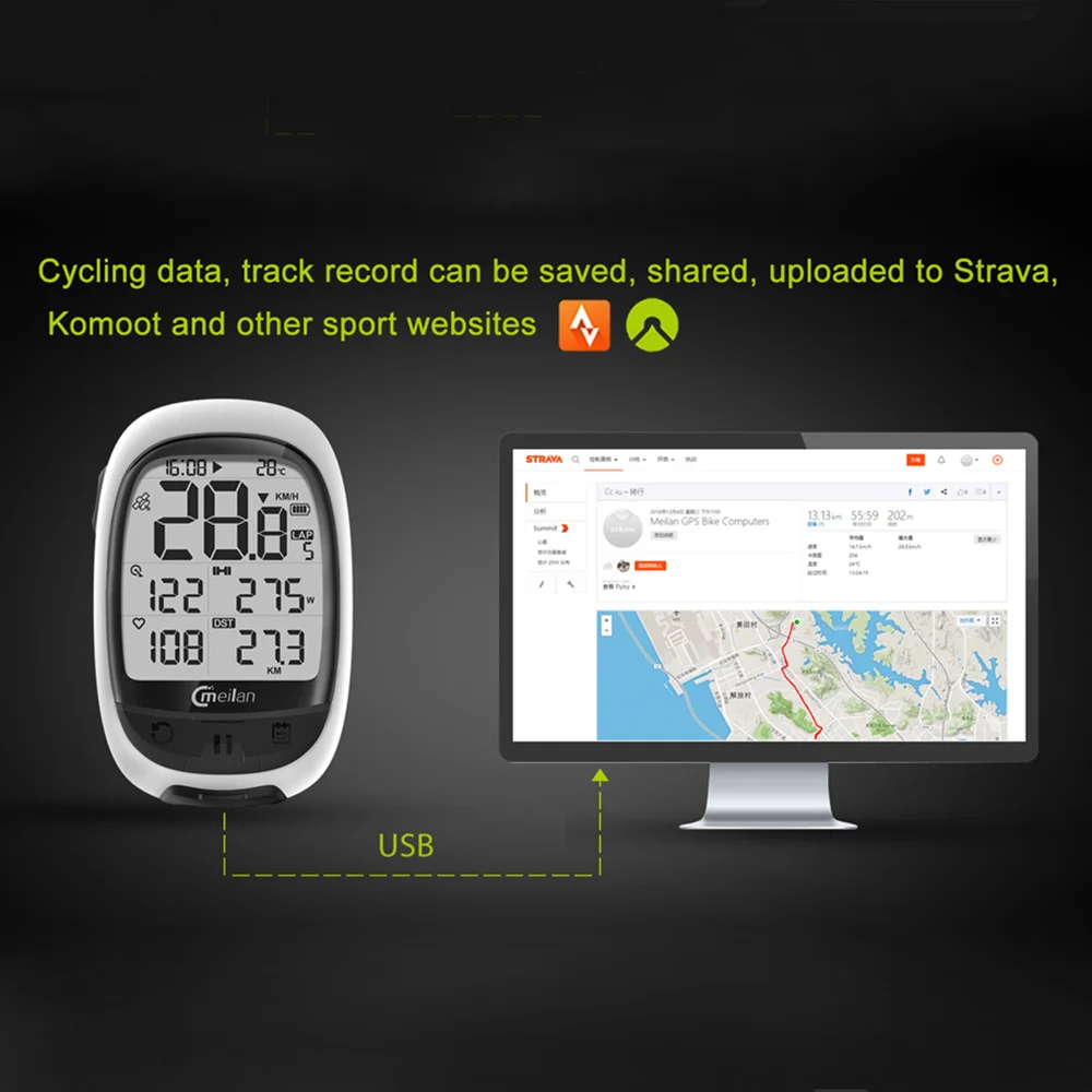 MEILAN M2 GPS велокомпьютер датчик частоты сердечного ритма Мощность метр Велоспорт