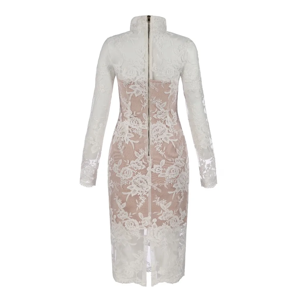 Женское Сетчатое платье 2 слоя кружева средней длины Бандажное с принтом