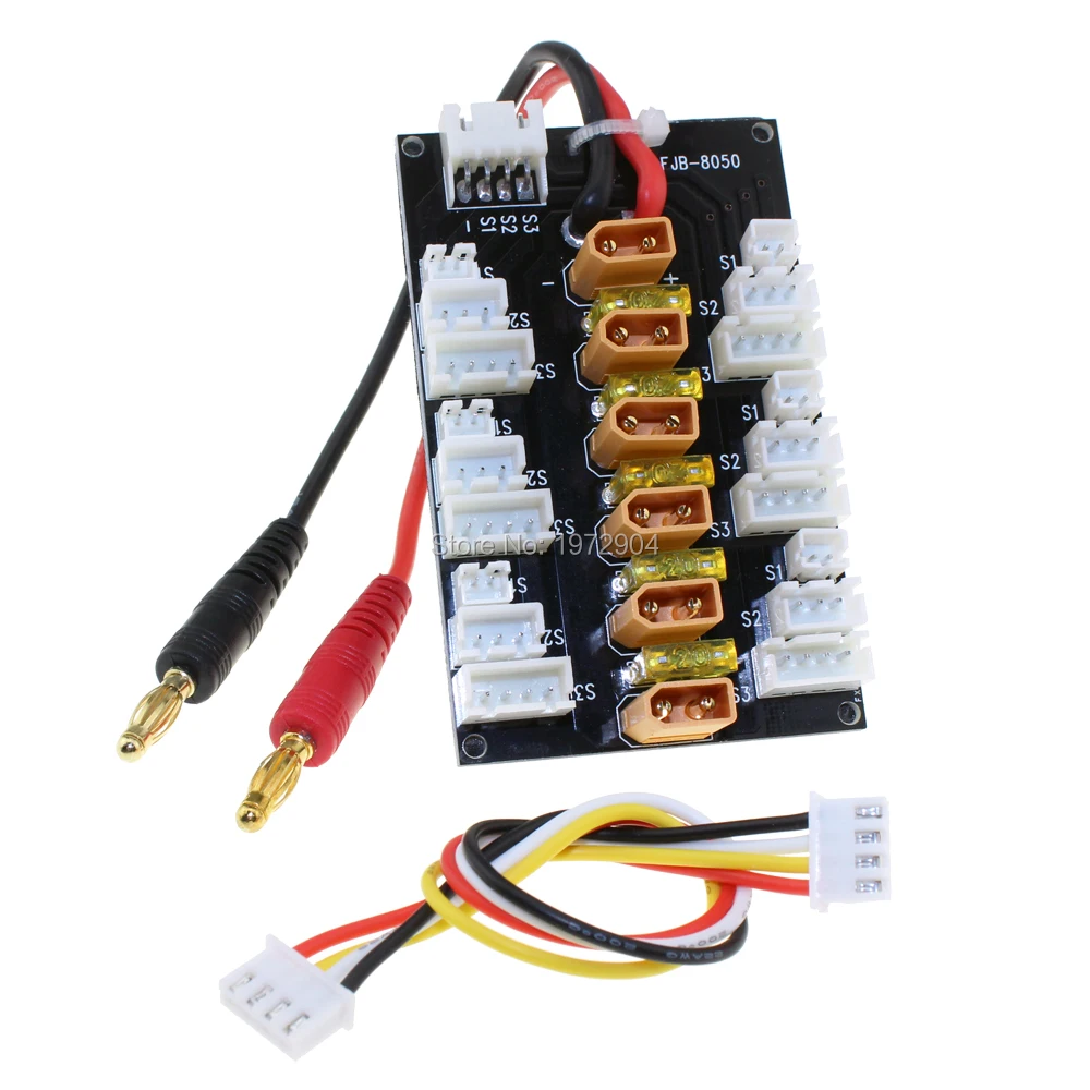 Параллельная зарядная плата XT30 Lipo для батарей пластина с 6 разъемами RC FPV Quadcopter JST