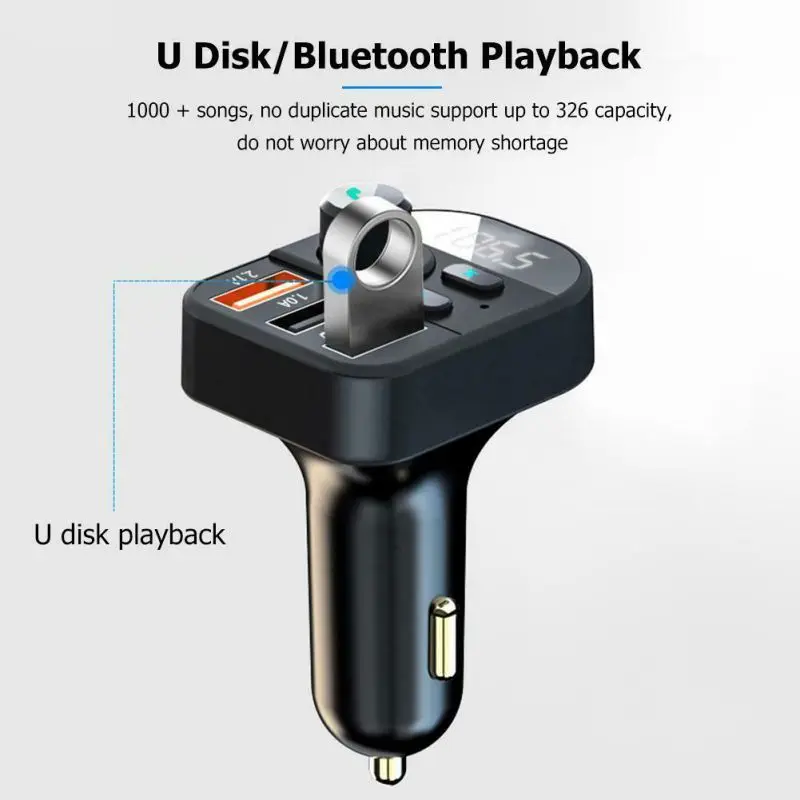 Y9 MP3 Player Bluetooth FM Transmitter Handsfree 3.1A Fast Charging Support U Disk | Электроника