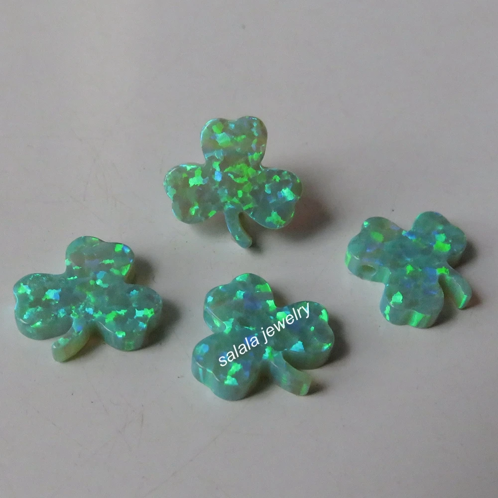 200pcs /lot OP11 Kiwi Green 3 Clover Fire Opal 12mm Lucky Shamrock Charms Three Leaf | Украшения и аксессуары