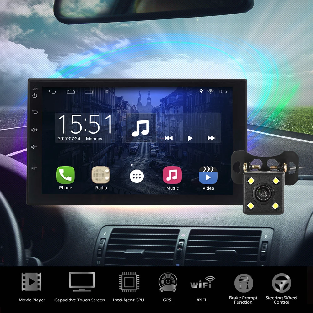 Многофункциональный Универсальный 7002 Android 6.0 bluetooth fm Радио RDS GPS Автомобильный